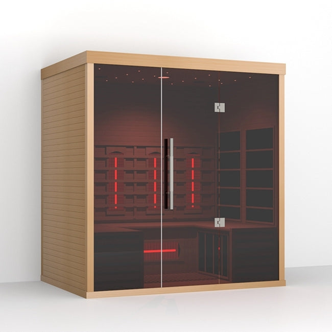 Lumin Three Canadian Hemlock infrared sauna interior