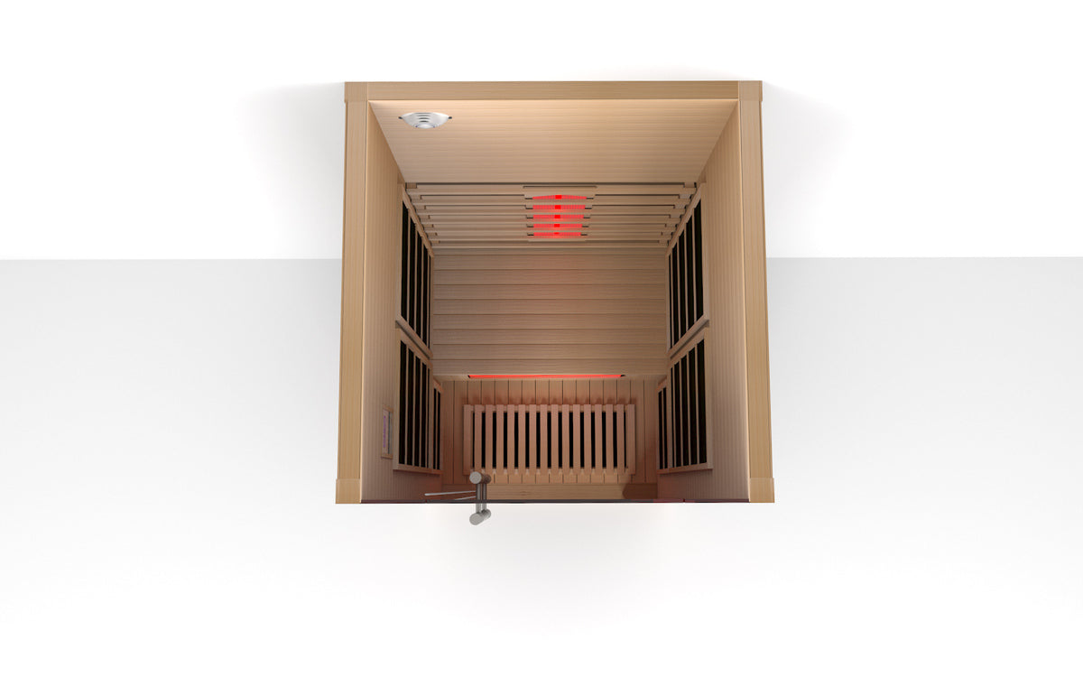 Lumin One infrared sauna interior and seating