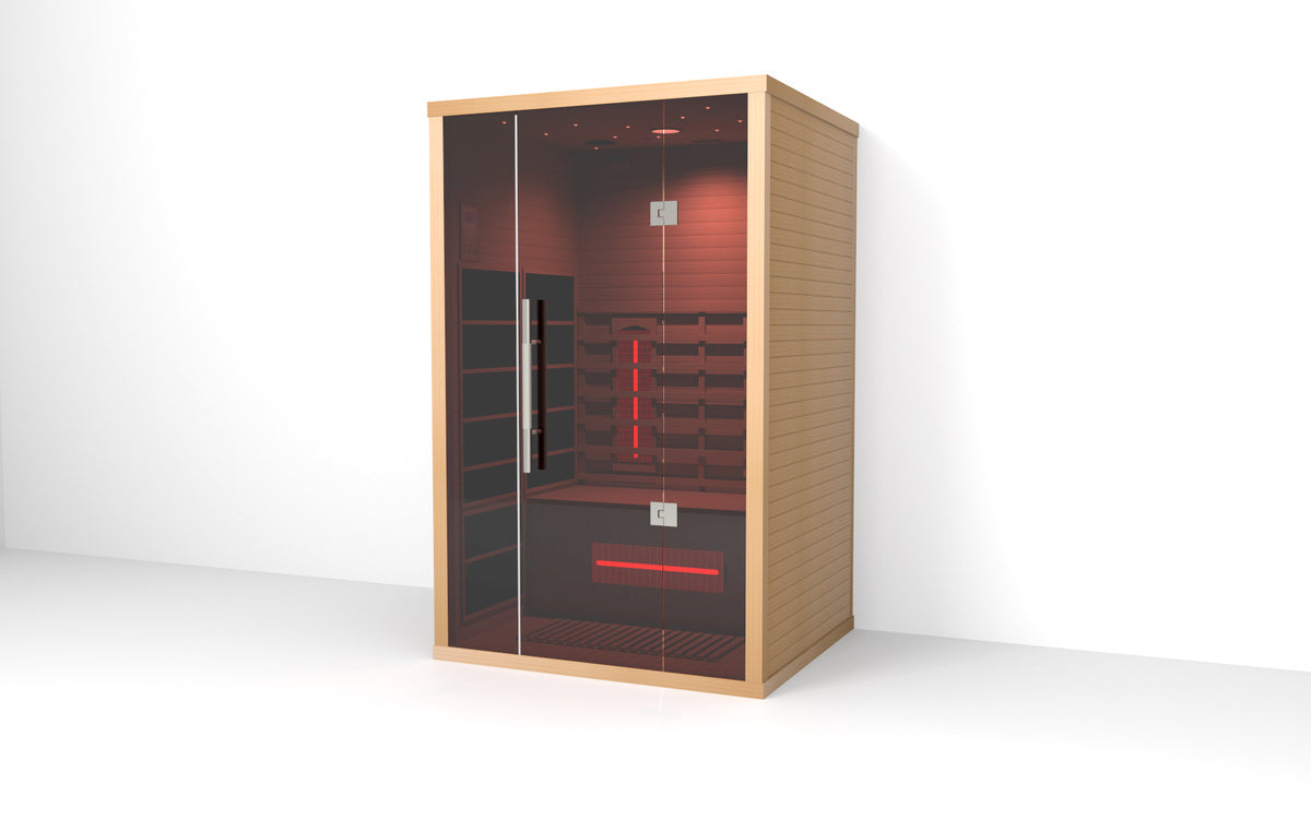 Lumin Two infrared sauna with 8mm tempered glass door